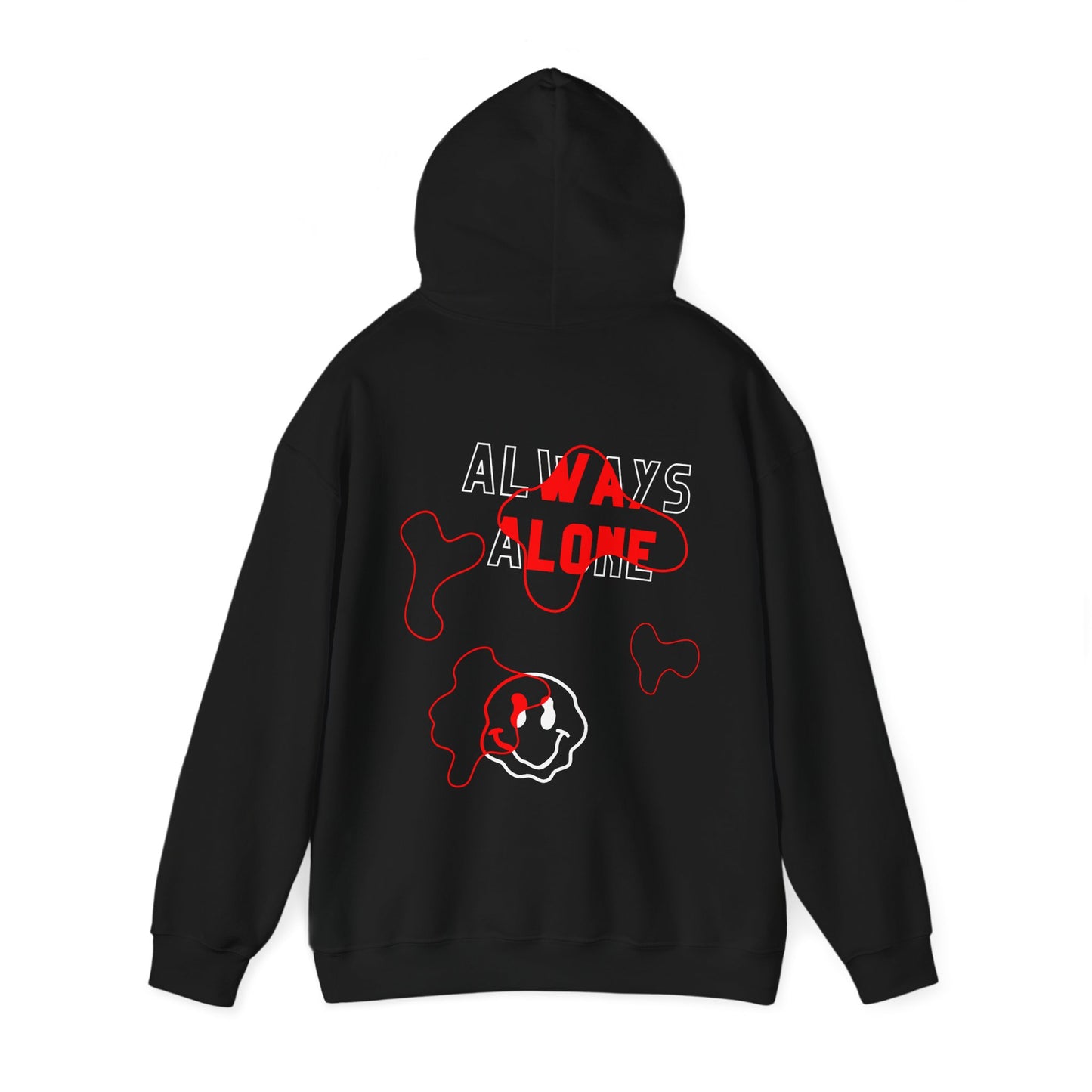 Red Always Alone Hooded Sweatshirt